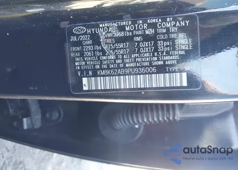 2023 Hyundai Kona Sel from USA, damaged, VIN KM8K62AB9PU936006